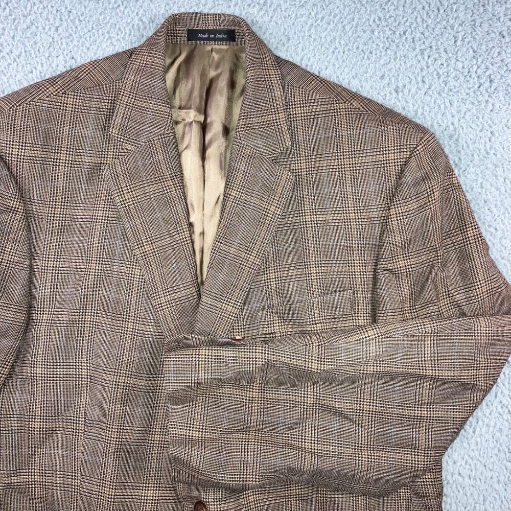 Lauren Ralph Lauren Blazer Men 44 R Silk Wool Houndstooth Two Button Sport Coat